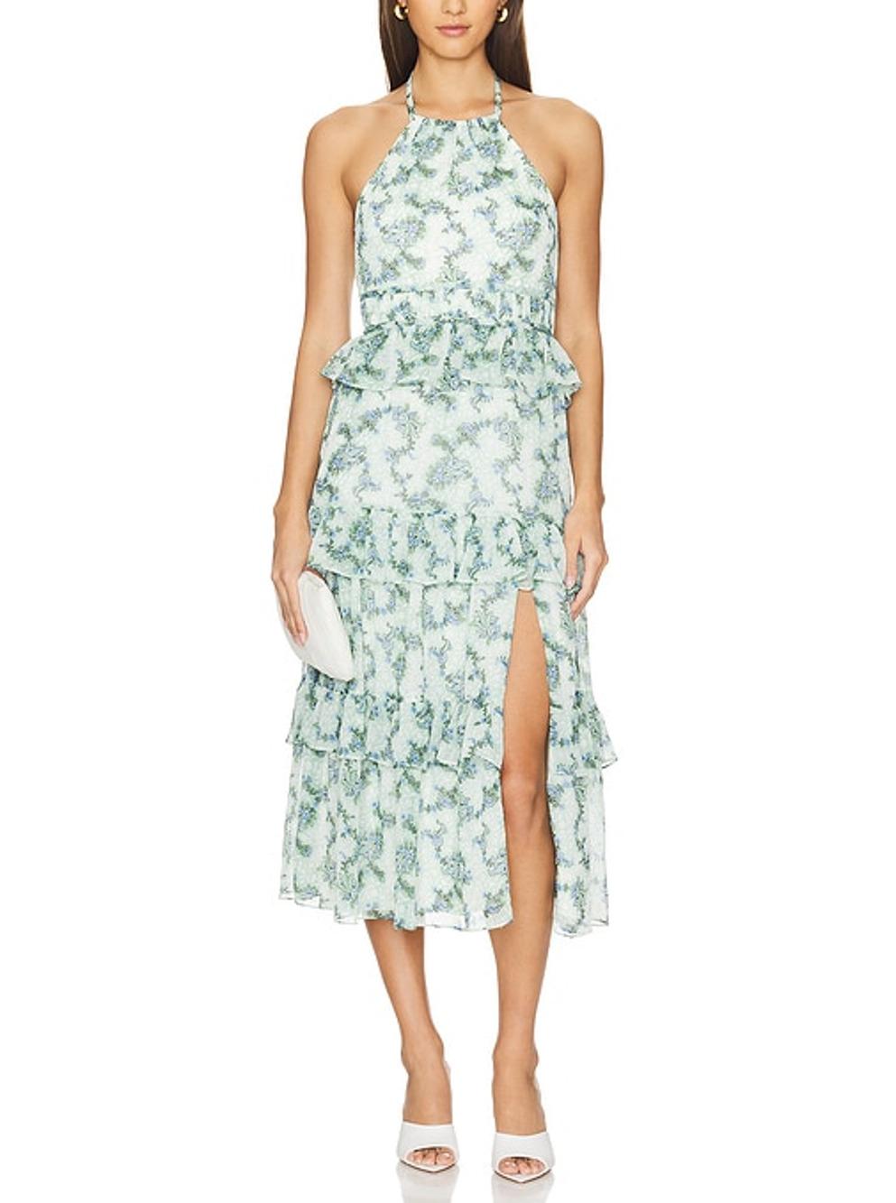 Likely Ruffled Green Dyana Midi Dress Size 00